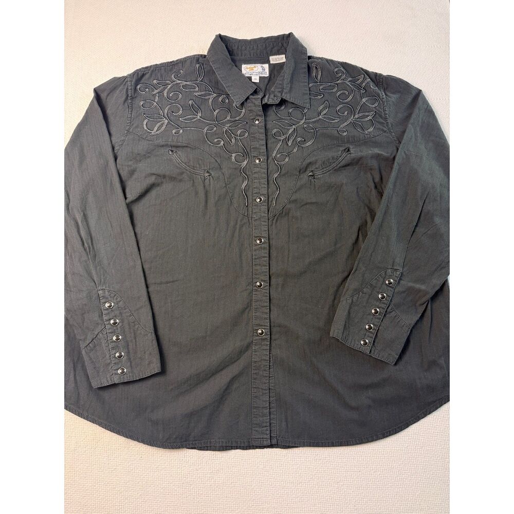 Panhandle Slim 3X Black Embroidered Western Snap Shirt Plus Size ranch cowboy